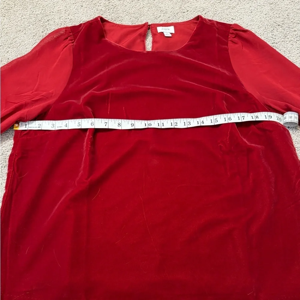 J. Crew Velvet Puff-Sleeve Top in Berry Sangria. Size Medium.
